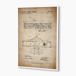 Wright Brothers Flying Machine Patent Poster; Patent Artwork
