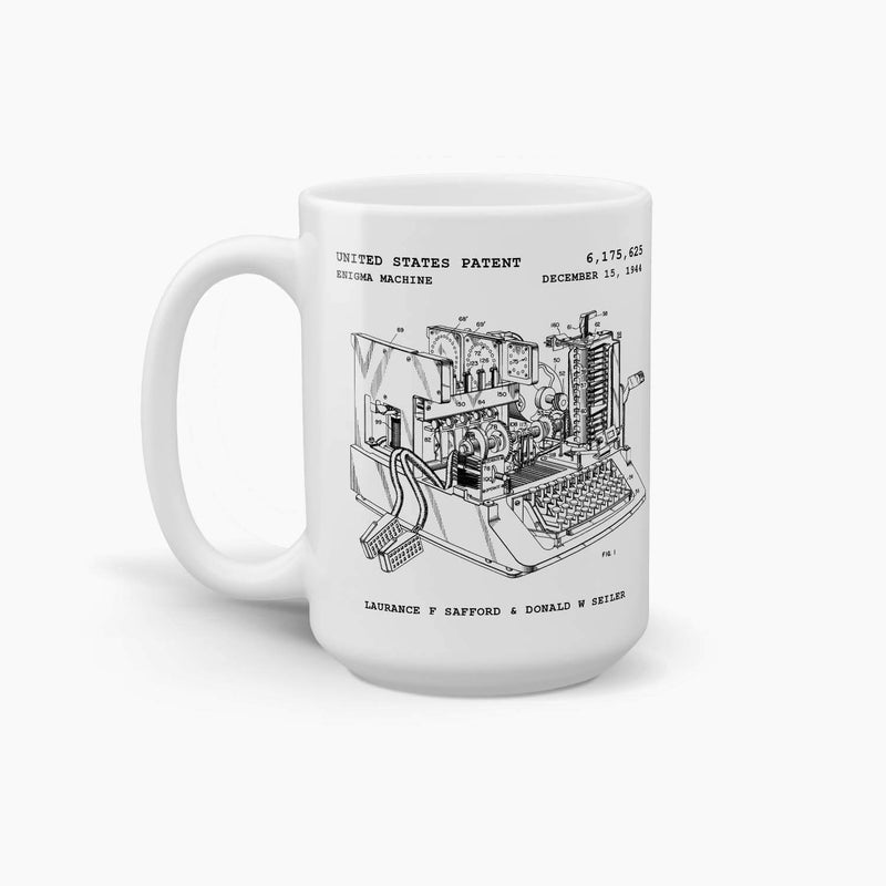 WW2 Enigma Machine Patent Coffee Mug; Premium Patent Drinkware